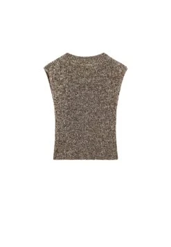 Massimo Dutti MOULINÉ V-NECK - Top - Dark Brown -Massimo Dutti Shop 8600099a8e0f45a48d1450da71516c50