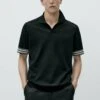 Massimo Dutti Contrast Short Sleeve - Polo Shirt - Black -Massimo Dutti Shop 8602b369ee40472cabc11299dcca5474