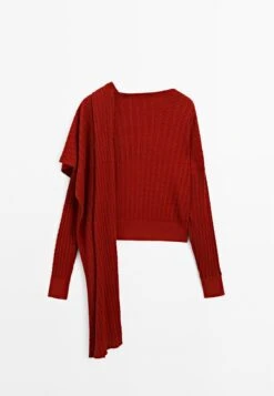 Massimo Dutti CABLE-KNIT WITH SCARF DETAIL - Jumper - Red -Massimo Dutti Shop 863a355f7128455a8d3f6f81de1b3dcb
