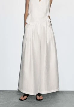 Massimo Dutti WIDE-LEG VOLUMINOUS - Trousers - White