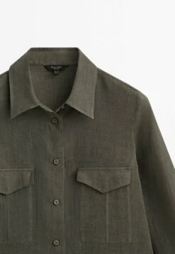 Massimo Dutti With Pockets - Button-Down Blouse - Green -Massimo Dutti Shop 8671d28e437546568f8d4094bbf16380