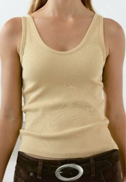 Massimo Dutti RIBBED STRAPPY SLEEVELESS - Top - Camel -Massimo Dutti Shop 86a219b013224b668deefe3d292f9373