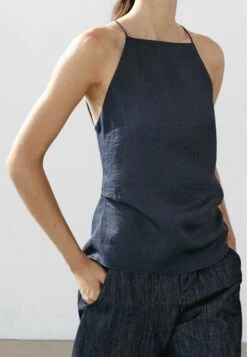 Massimo Dutti HALTER TOP WITH STRAIGHT NECKLINE - Top - Mottled Dark Blue -Massimo Dutti Shop 86d6fd6a7d294fae94a6978f4319f8d3