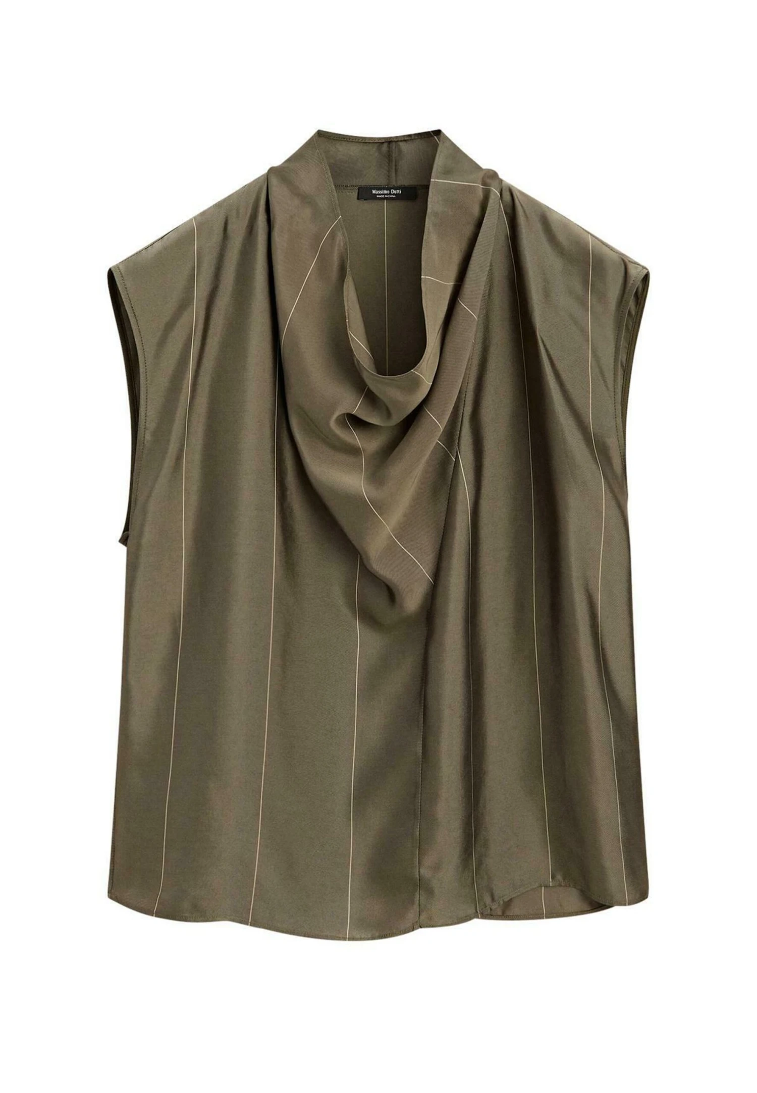 Massimo Dutti FLOWING GARMENT WITH STRIPED DETAILS - Blouse - Khaki 7 Massimo Dutti FLOWING GARMENT WITH STRIPED DETAILS - Blouse - Khaki - Image 5