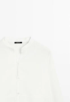 Massimo Dutti STAND COLLAR WITH FRONT SEAM - Button-down Blouse - Beige -Massimo Dutti Shop 86e1d2f3474c4e409e135702cee38193