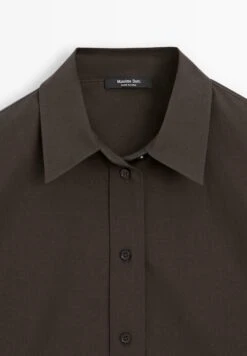 Massimo Dutti LONG BUTTONED - Button-down Blouse - Brown -Massimo Dutti Shop 871bc4518b3441ff806720a6cca0a0bc