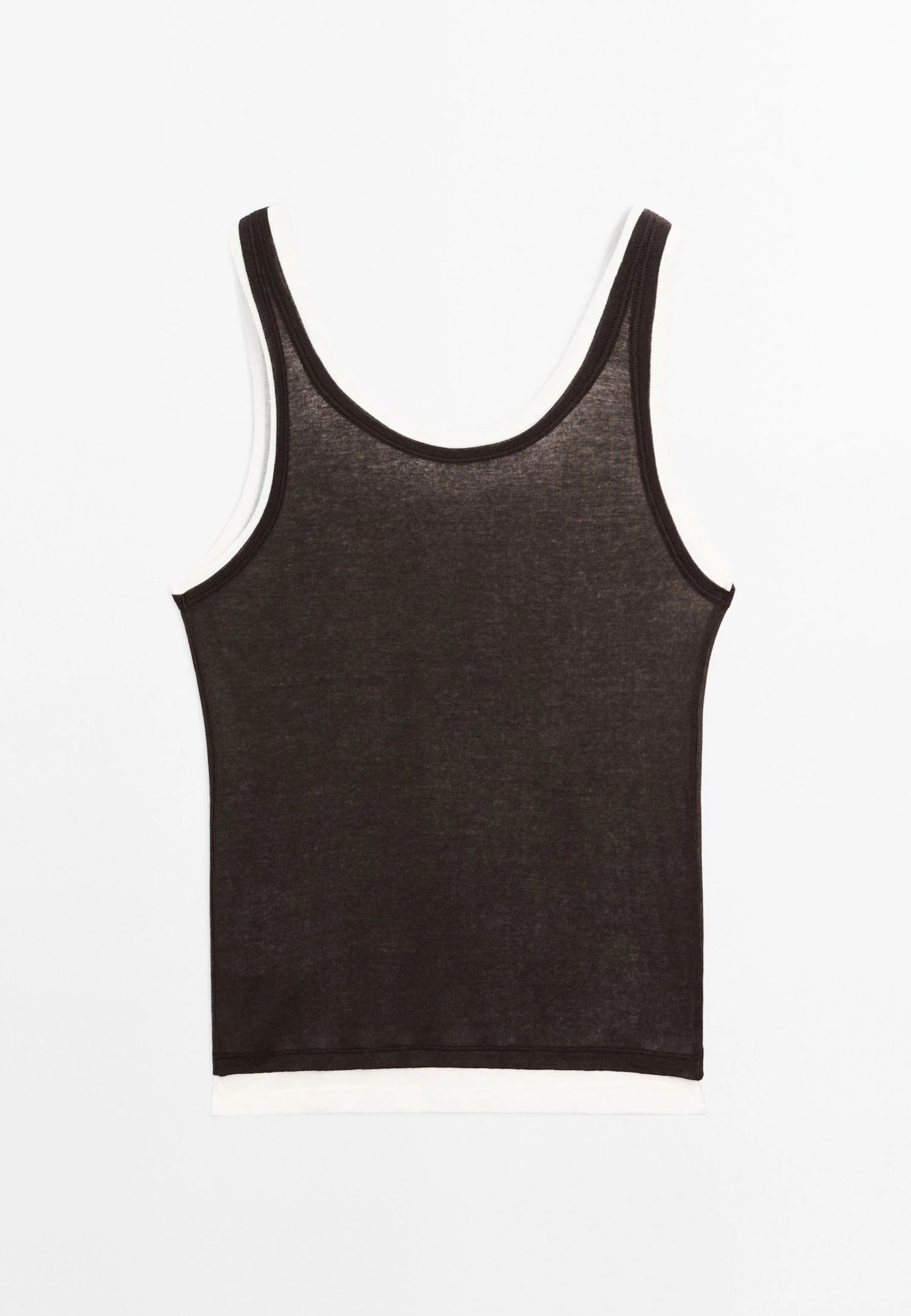 Massimo Dutti DOUBLE-STRAP WITH ROUND NECK - Basic T-shirt - Dark Brown 7 Massimo Dutti DOUBLE-STRAP WITH ROUND NECK - Basic T-shirt - Dark Brown - Image 5