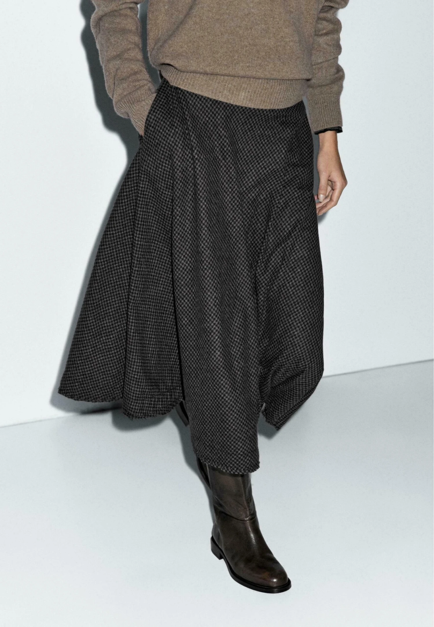 Massimo Dutti GINGHAM - A-line Skirt - Black 11 Massimo Dutti GINGHAM - A-line Skirt - Black - Image 9