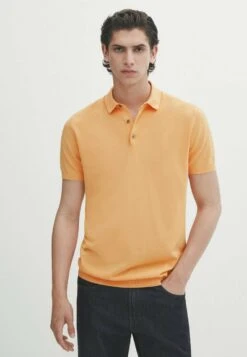 Massimo Dutti Short Sleeve - Polo Shirt - Mottled Orange
