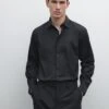 Massimo Dutti SLIM FIT STRETCH LONG SLEEVE - Shirt - Black -Massimo Dutti Shop 87ec6b36fb7e4331a97c80b10f2c3b99