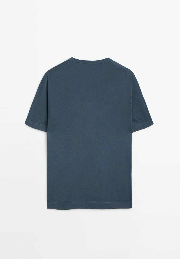 Massimo Dutti Short Sleeve - Basic T-Shirt - Mottled Dark Blue 8 Massimo Dutti Short Sleeve - Basic T-Shirt - Mottled Dark Blue - Image 6