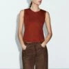 Massimo Dutti SLEEVELESS WITH DOUBLE PIPING - Basic T-shirt - Dark Red -Massimo Dutti Shop 88160041606648c98778afad82b64e31