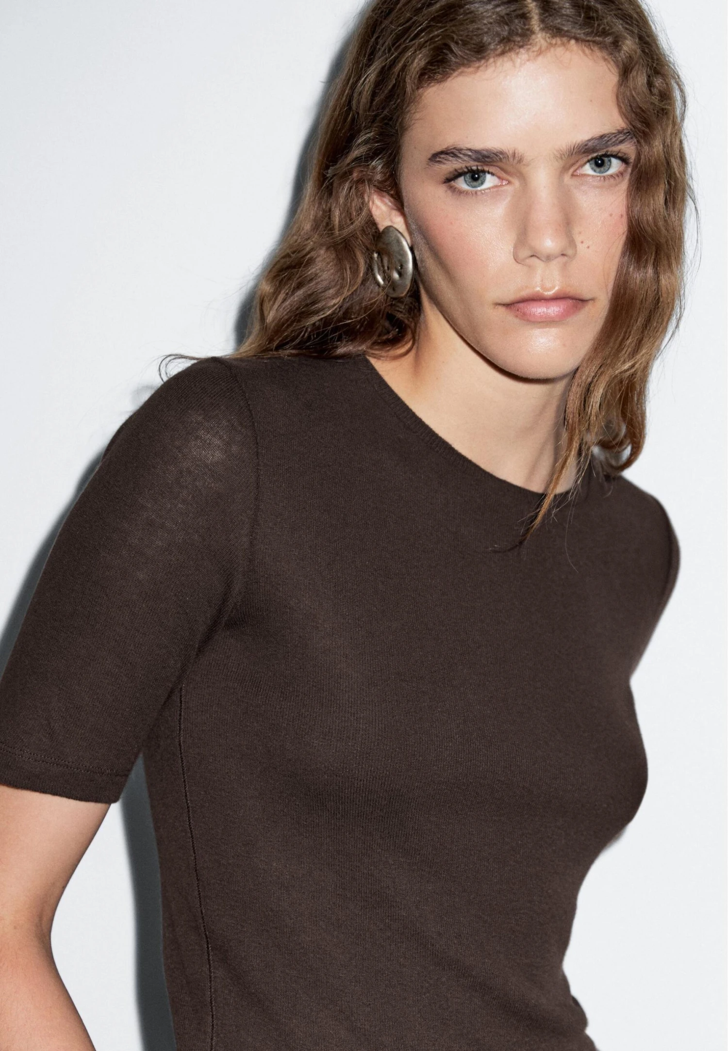 Massimo Dutti SHORT SLEEVE WITH CREW NECK - Basic T-shirt - Mottled Dark Brown 5 Massimo Dutti SHORT SLEEVE WITH CREW NECK - Basic T-shirt - Mottled Dark Brown - Image 3