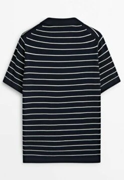 Massimo Dutti Striped Short Sleeve - Polo Shirt - Blue/Black Denim -Massimo Dutti Shop 883243251d6f4a43a4f4473ff166d777