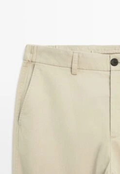 Massimo Dutti SLIM FIT WITH ELASTIC SIDE DETAIL - Trousers - Beige -Massimo Dutti Shop 8844d0dc25a643f884b960aa2041c710