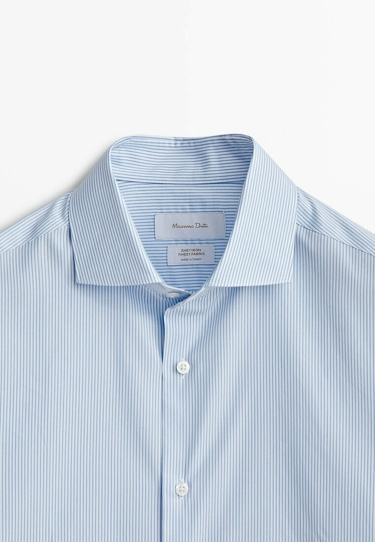 Massimo Dutti Easy Iron Slim Fit Striped- Shirt - Light Blue 5 Massimo Dutti Easy Iron Slim Fit Striped- Shirt - Light Blue - Image 3