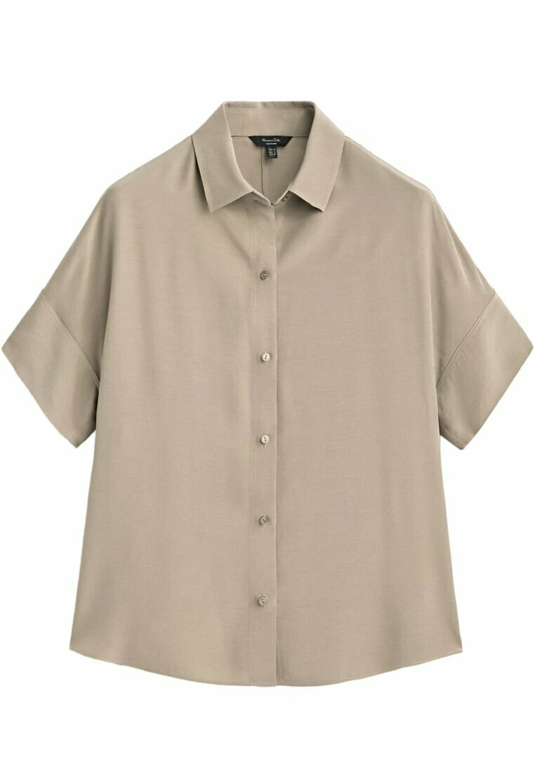 Massimo Dutti Flowing - Button-Down Blouse - Beige 6 Massimo Dutti Flowing - Button-Down Blouse - Beige - Image 4