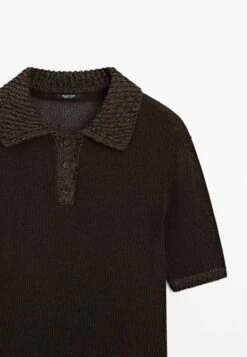 Massimo Dutti CONTRAST COLLAR WITH SHORT SLEEVES - Polo Shirt - Mottled Dark Brown -Massimo Dutti Shop 88ce27beabd64b16839d4da0252bc804