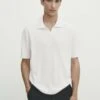 Massimo Dutti Vertical-Textured Micro - Polo Shirt - White -Massimo Dutti Shop 88f608b52af94062981203720456d386
