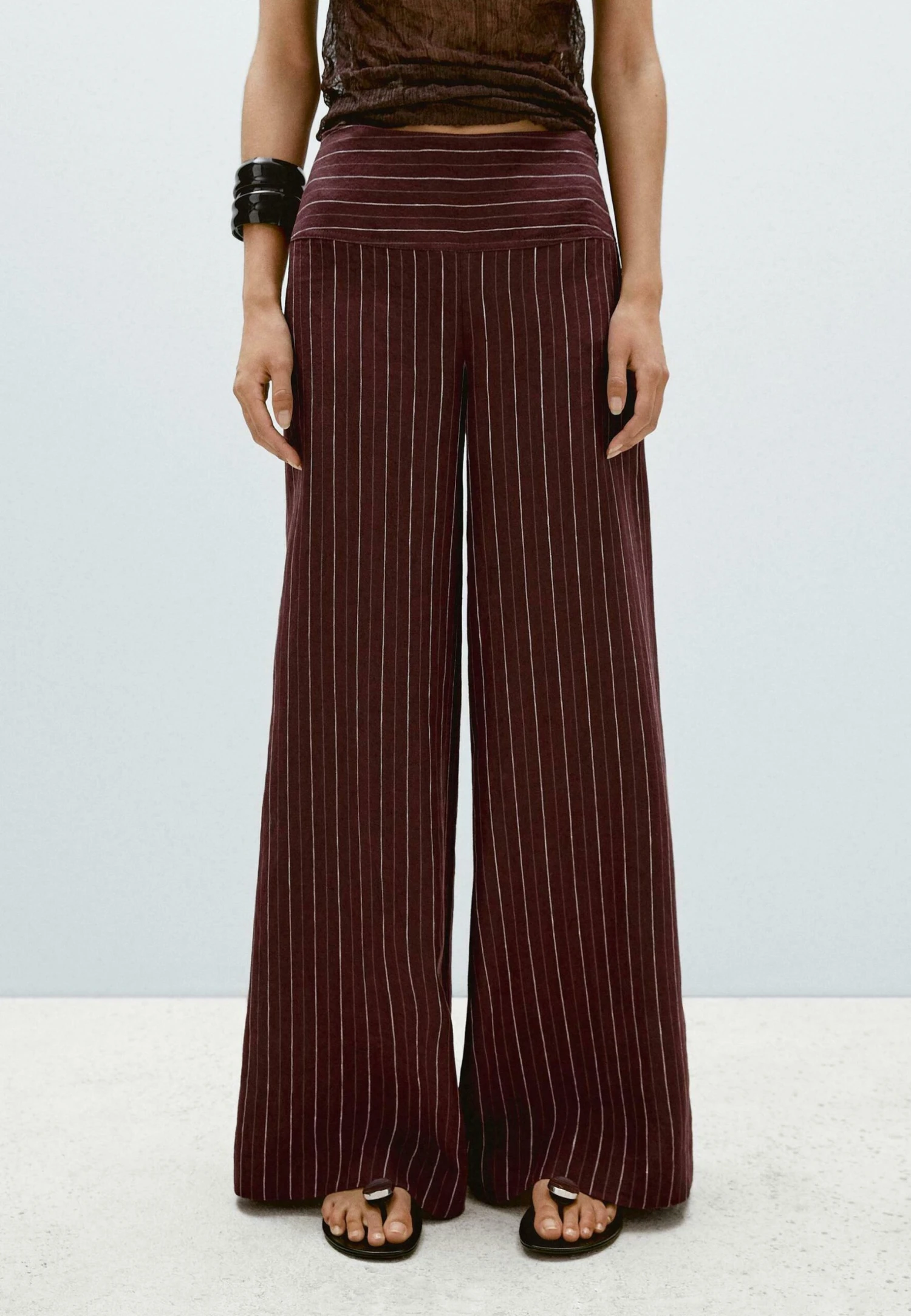 Massimo Dutti HIGH-WAIST WIDE-LEG - Trousers - Bordeaux 3 Massimo Dutti HIGH-WAIST WIDE-LEG - Trousers - Bordeaux