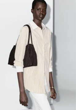 Massimo Dutti STRIPED WITH CONTRAST DETAIL - Button-down Blouse - Beige -Massimo Dutti Shop 89867b4625994e01864b312c2901d7f7