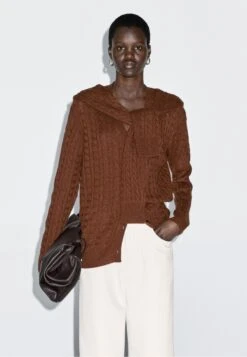 Massimo Dutti BUTTONED LONG SLEEVE WITH - Cardigan - Brown