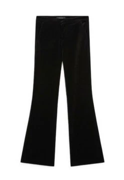 Massimo Dutti SKINNY FLARE FIT VELVET - Trousers - Black
