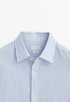 Massimo Dutti Seersucker Textured Striped - Shirt - Light Blue -Massimo Dutti Shop 8b0fba68d81c4047a42098dd28406fc7