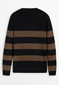 Massimo Dutti Striped Crew Neck - Jumper - Black -Massimo Dutti Shop 8b1e3c3ffc0d4a05ad6b3d7d778f12e9