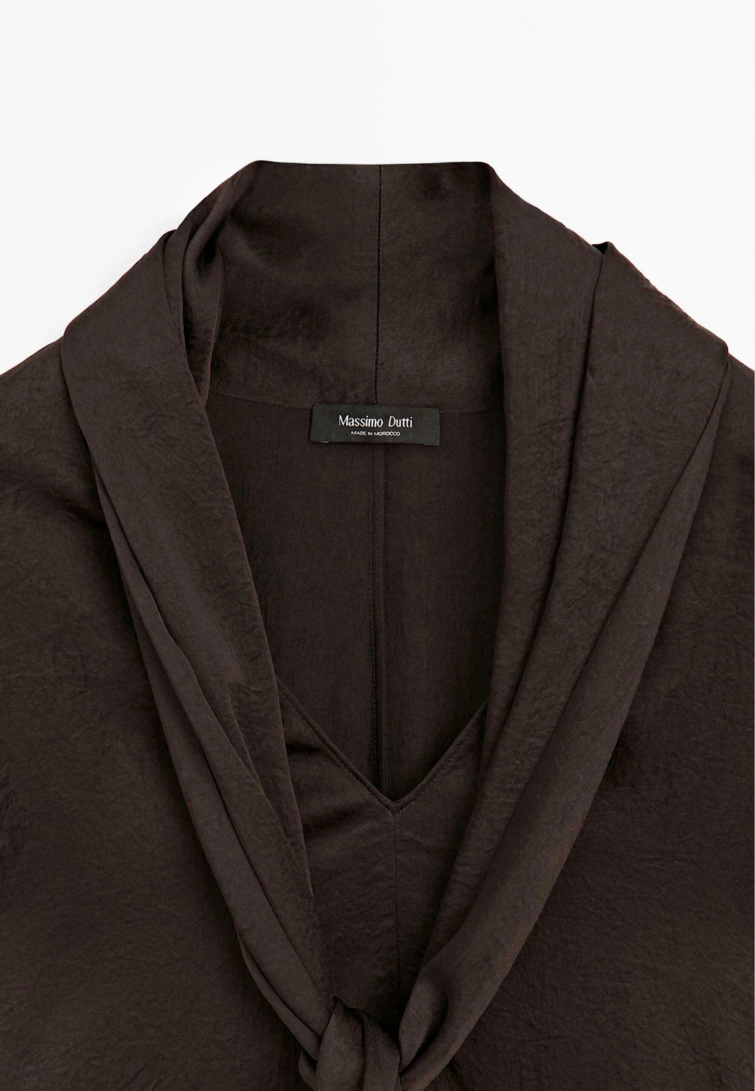 Massimo Dutti LONG FLOWING GARMENT WITH TIED NECK - Blouse - Dark Brown 10 Massimo Dutti LONG FLOWING GARMENT WITH TIED NECK - Blouse - Dark Brown - Image 8