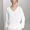 Massimo Dutti WIDE V-NECK OPEN-KNIT - Jumper - White -Massimo Dutti Shop 8b6cf2de53a04d43910262e58987fbab