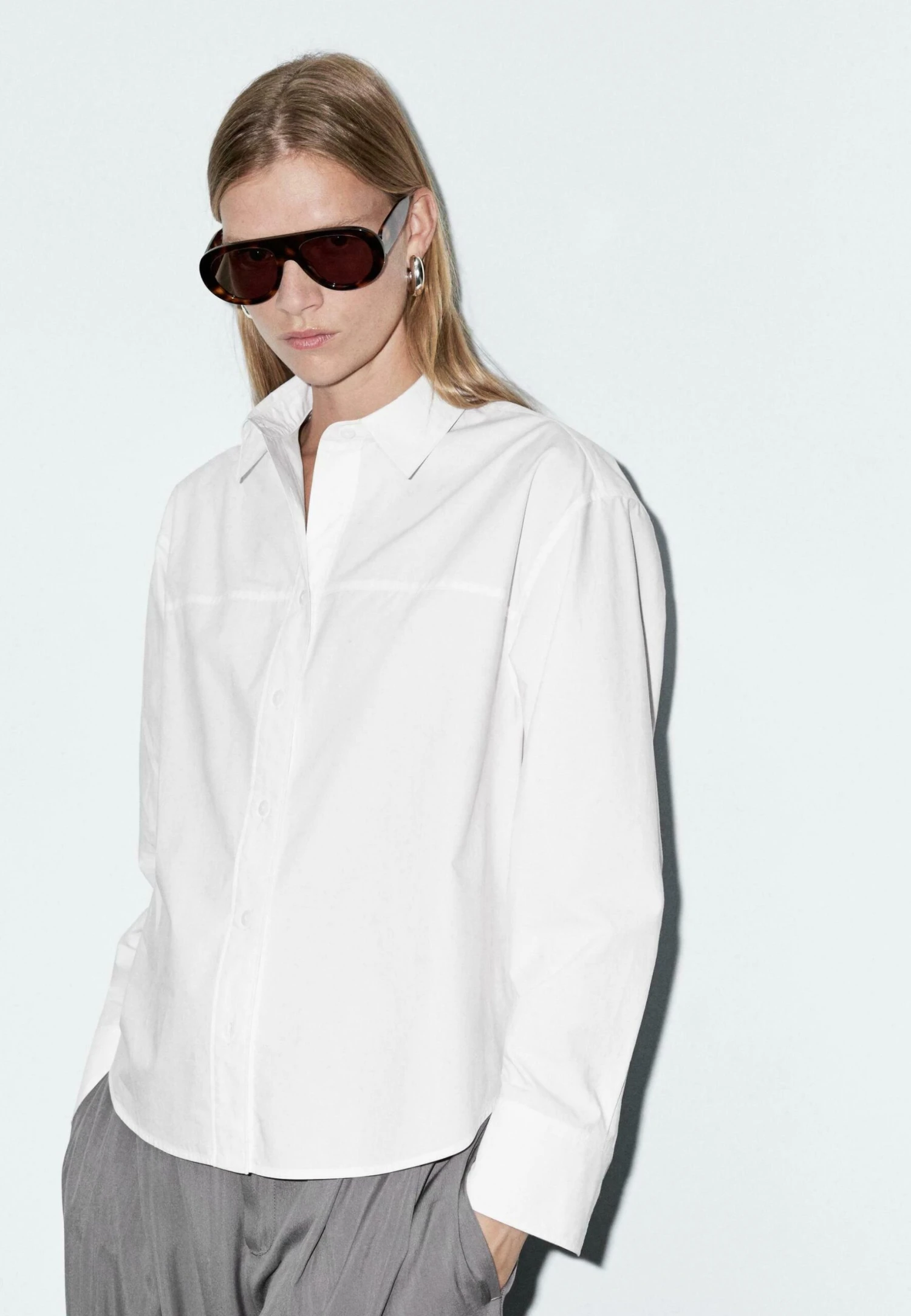 Massimo Dutti OXFORD COLLAR LONG SLEEVE - Button-down Blouse - White 3 Massimo Dutti OXFORD COLLAR LONG SLEEVE - Button-down Blouse - White