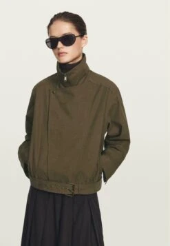 Massimo Dutti WITH BELT DETAIL - Light Jacket - Khaki