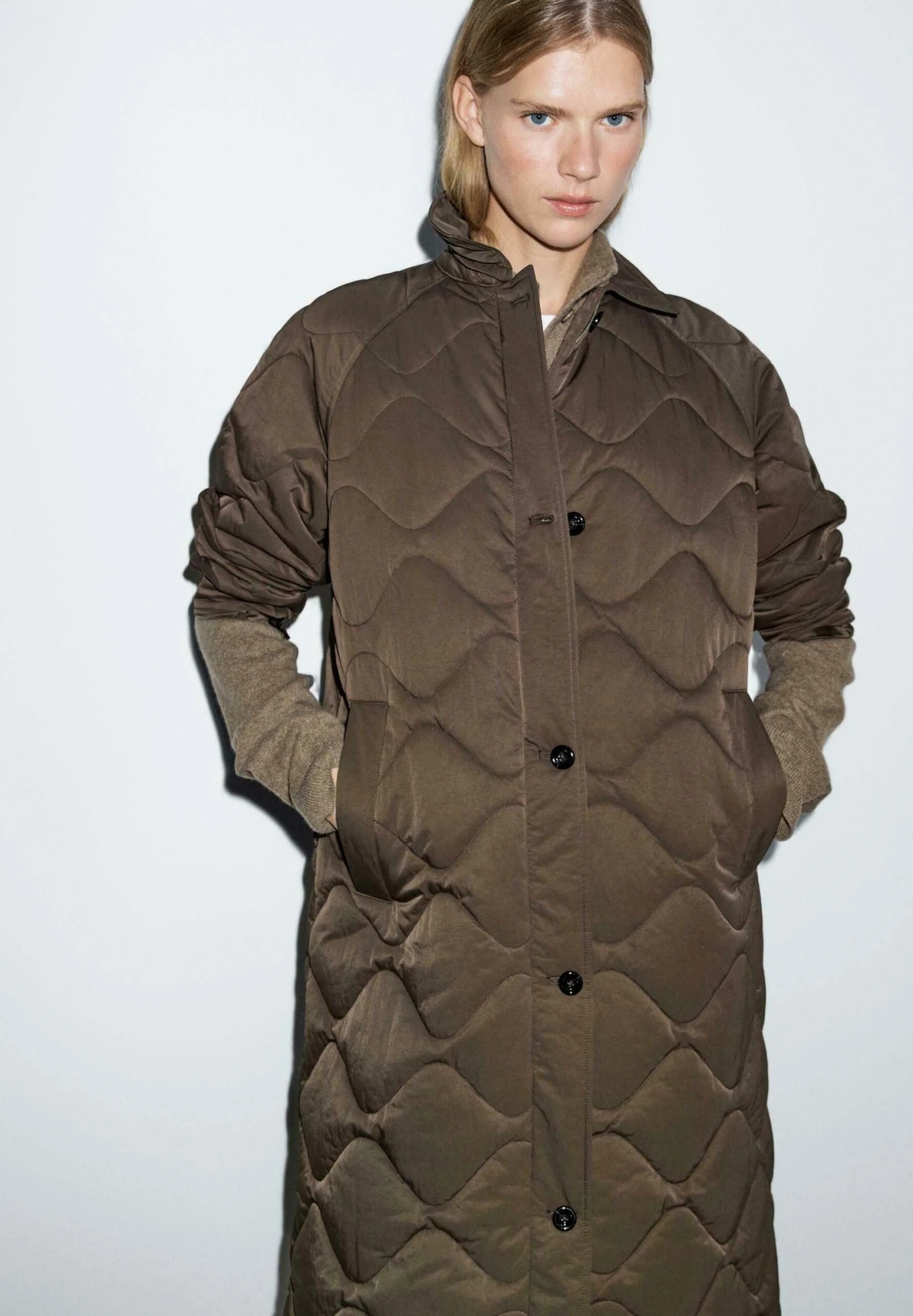 Massimo Dutti LONG WATER-REPELLENT PUFFER - Winter Coat - Khaki 5 Massimo Dutti LONG WATER-REPELLENT PUFFER - Winter Coat - Khaki - Image 3