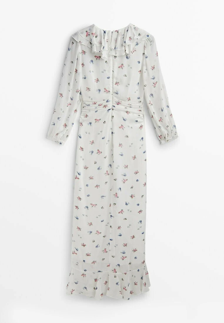 Massimo Dutti Studio - Long Floral Print With Ruffles - Maxi Dress - White 9 Massimo Dutti Studio - Long Floral Print With Ruffles - Maxi Dress - White - Image 7