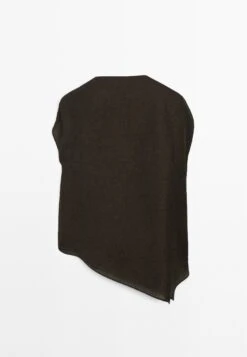 Massimo Dutti GARMENT WITH BROOCH DETAIL - Blouse - Dark Brown -Massimo Dutti Shop 8c9a89dbef0b402e81a4172132f08446
