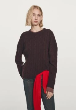 Massimo Dutti CABLE-KNIT SWEATER - Jumper - Bordeaux