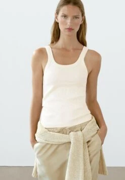 Massimo Dutti ROUND NECK SLEEVELESS - Top - Beige