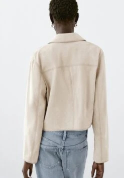 Massimo Dutti SHORT WITH TOPSTITCHING - Leather Jacket - Light Grey -Massimo Dutti Shop 8cfa6686e2604cd9ac9298b837b62169