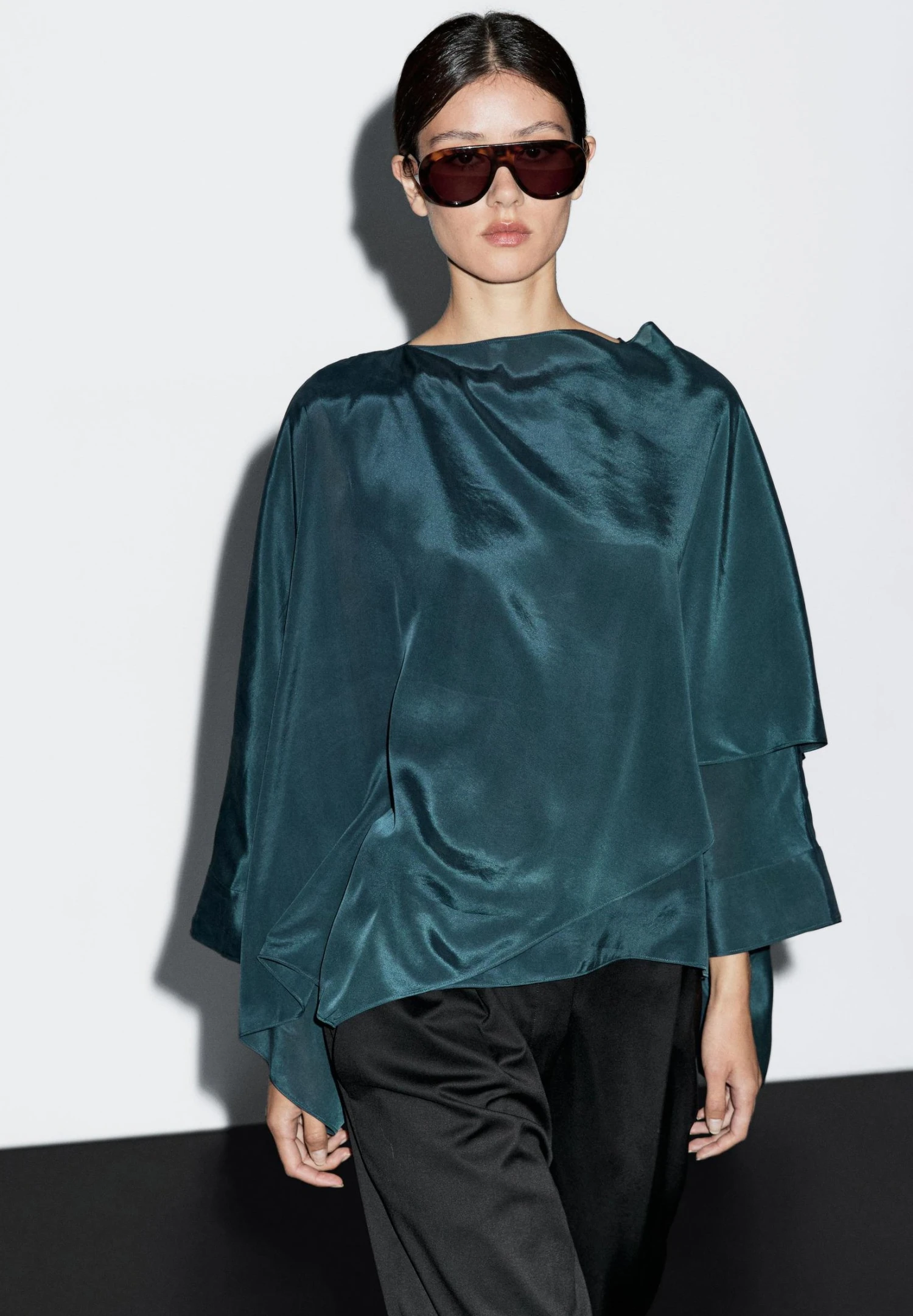 Massimo Dutti FLOWING -STYLE - Cape - Mottled Turquoise 3 Massimo Dutti FLOWING -STYLE - Cape - Mottled Turquoise
