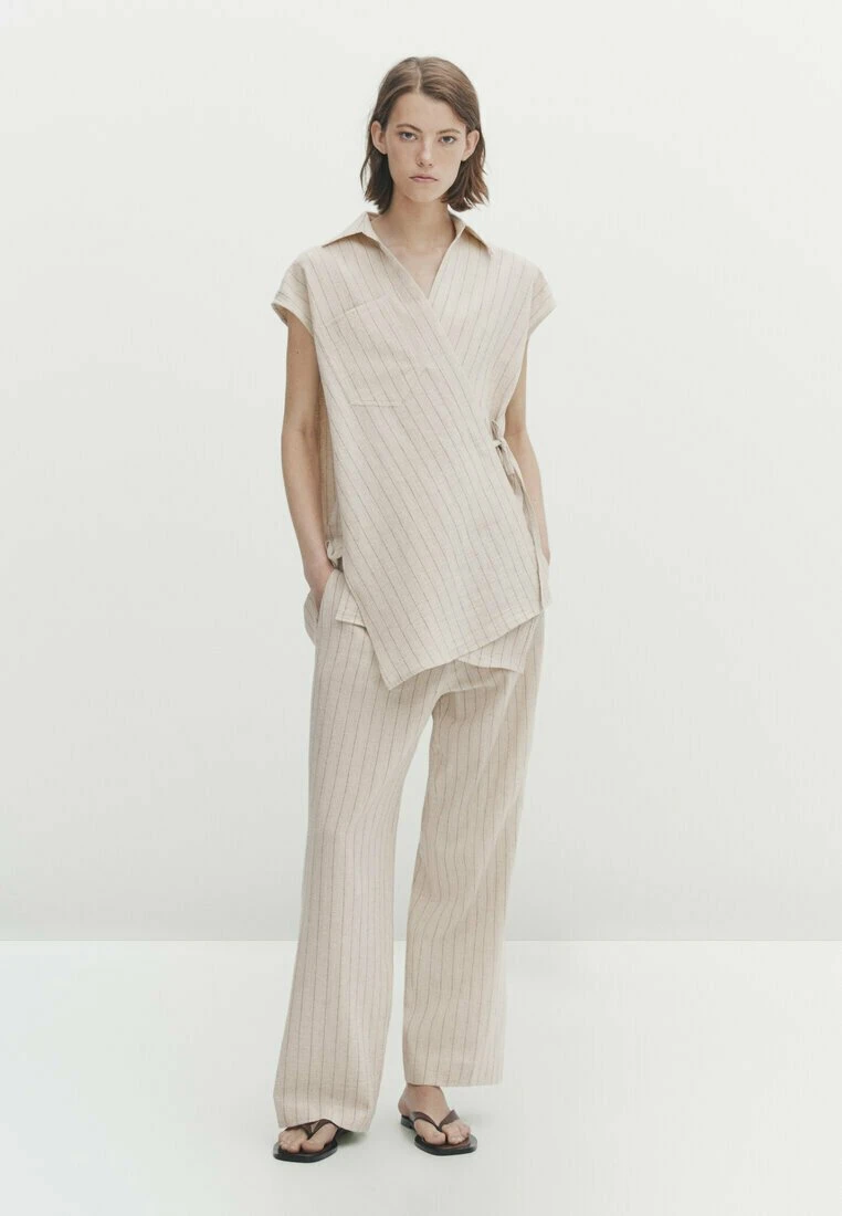 Massimo Dutti Pinstriped Style - Trousers - Beige 4 Massimo Dutti Pinstriped Style - Trousers - Beige - Image 2