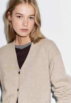 Massimo Dutti V-NECK BUTTONED KNIT - Cardigan - Light Brown -Massimo Dutti Shop 8d3b12f5092c436b9e48e4983ae941a9