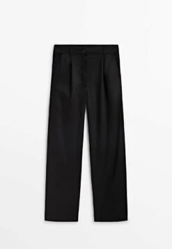 Massimo Dutti Flowing With Darts - Trousers - Black -Massimo Dutti Shop 8d6fd763ba34413380a044707abc6c27