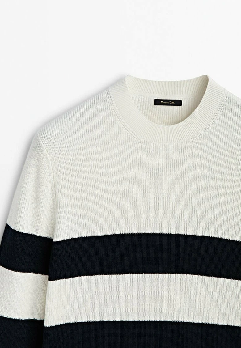 Massimo Dutti Striped Crew Neck - Jumper - Beige 10 Massimo Dutti Striped Crew Neck - Jumper - Beige - Image 8