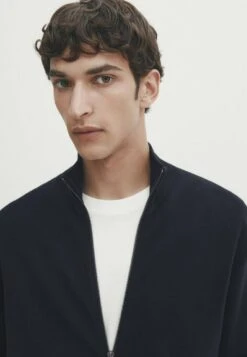Massimo Dutti Milano With A Mock Neck And Zip - Cardigan - Dark Blue -Massimo Dutti Shop 8dc934d4090c431a9be291b80751c77e
