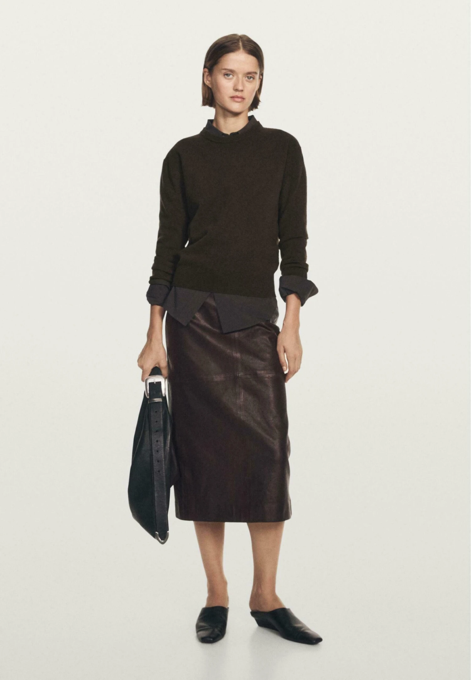 Massimo Dutti CREW NECK SWEATER - Jumper - Mottled Dark Brown 6 Massimo Dutti CREW NECK SWEATER - Jumper - Mottled Dark Brown - Image 4