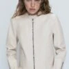 Massimo Dutti Leather Jacket - White -Massimo Dutti Shop 8ddff00e14744d1b926e913316df3345