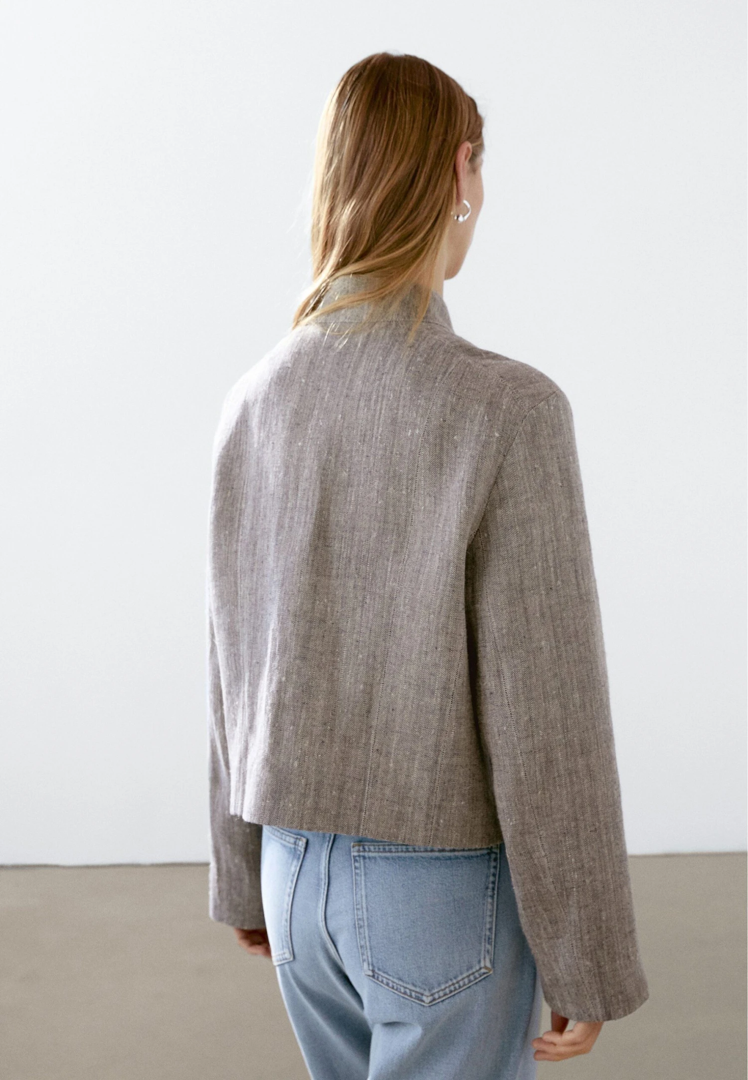 Massimo Dutti SHORT WITH STAND COLLAR - Light Jacket - Grey 5 Massimo Dutti SHORT WITH STAND COLLAR - Light Jacket - Grey - Image 3