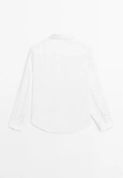 Massimo Dutti FLOWING SATIN LONG SLEEVE - Button-down Blouse - White Denim -Massimo Dutti Shop 8dfbaffd8fb643b2a767849816faef8c