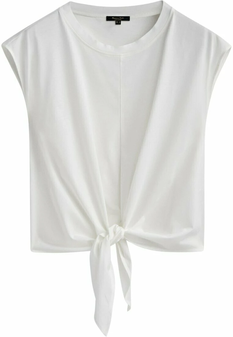Massimo Dutti With Front Knot- Print T-Shirt - White 7 Massimo Dutti With Front Knot- Print T-Shirt - White - Image 5